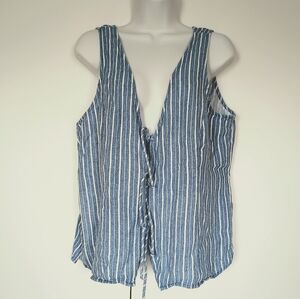 A New Day Blue and White Striped Sleeveless Top / Vest
